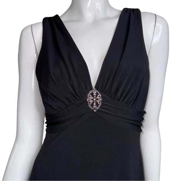 Compliance Alliance 1995 Diamante Sleeveless Asymmetrical Black Maxi Dress - Picture 2 of 8